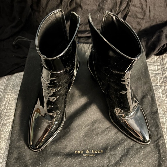 Rag & Bone Wiley High Patent Leather Boot In Black - Picture 1 of 7